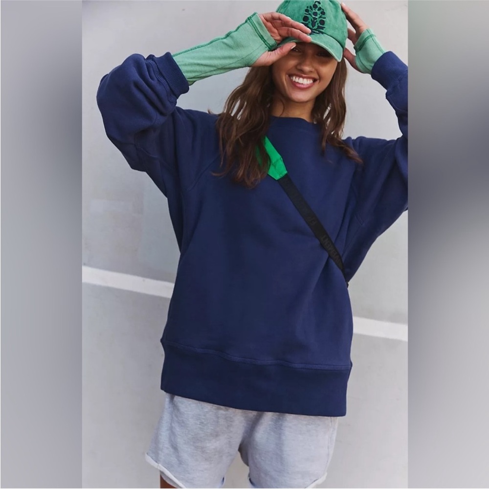 FP Movement by Free People Navy Blue Oversized Sweatshirt
